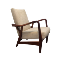 Massive Teak Organic Shaped Lounge Chair By Topform, 1950S. Two Pieces Available.