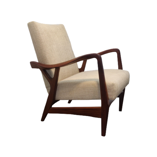 Massive Teak Organic Shaped Lounge Chair By <<<brand>>>, 1950s. Two Pieces Available. 1