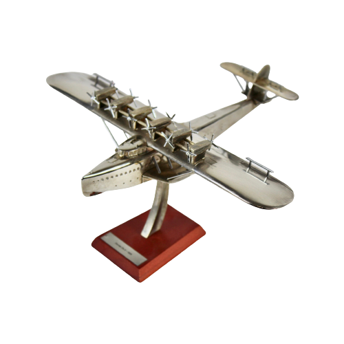 Art Deco Style - Scale Model Of An Airplane (Silver Plated) - Dornier Do X (1929)