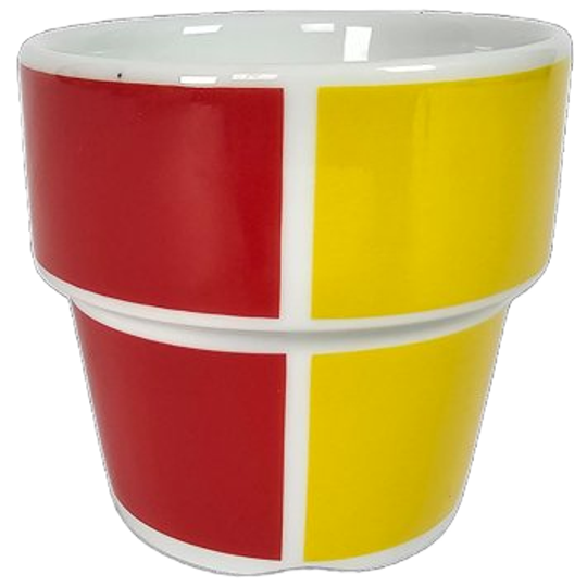 Royal Mosa - 24 X Melkbeker - Decor Geel/rood - 3e Kwart 20e Eeuw 1