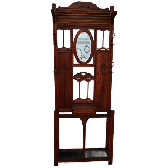 Antieke Kapstok, Staande Kapstok Met Spiegel, Halmeubel 1