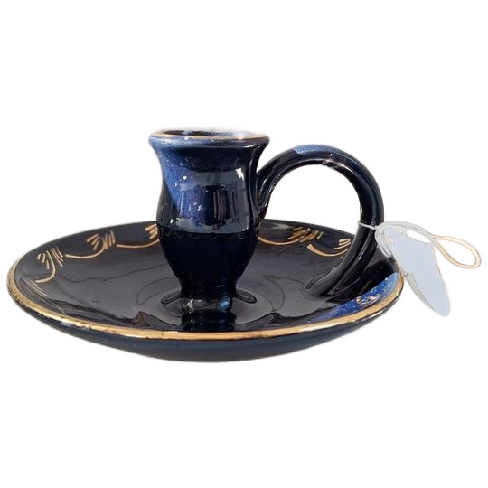 Blauwe Vintage Porseleinen Kandelaar, Kaarsen Houder 1