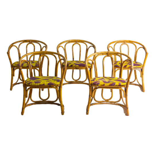 Exotische Vintage Bamboe Rieten Stoelen Uit 1960 1