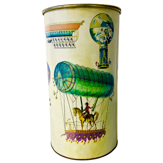 Vintage Xxl Piero Fornasetti Balloon Festival Opberg Blik Prullenbak Jaren 60 Made In Italy 1