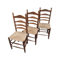 Oud Eiken Knopstoelen 3 Stuks