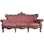 Vintage Oudroze Barok Zetel / Retro Canapé / Sofa / Bank thumbnail 1