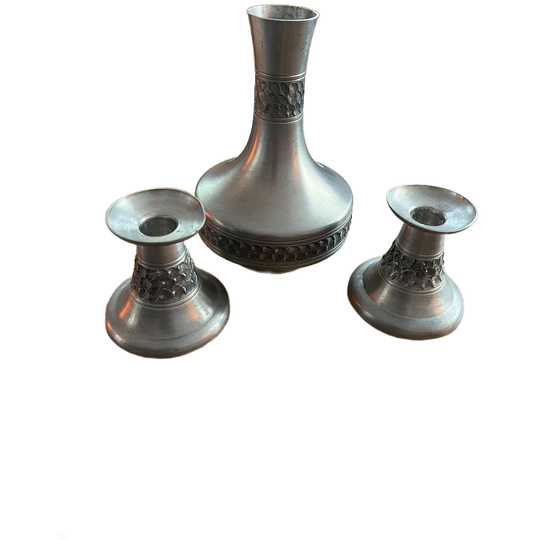 Vaas En Kandelaars Vaas En Kandelaars Oslo Metall Norway Pewter Vintage 1