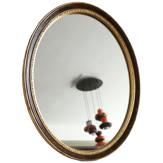 Vintage Ovale Pieterman Goud/bruin Spiegel, Schiedam Jaren '60. 1