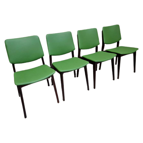 Nieuw Bekleed 4 Vintage Eetkamerstoelen Opnieuw Bekleed Groene Stoelen