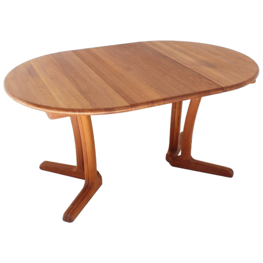 Vintage Deense Ronde Uitschuifbare Eettafel Tafel Massief Teak 1