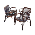 Vintage Rotan Bankje Fauteuil Set Jaren 70 thumbnail 1