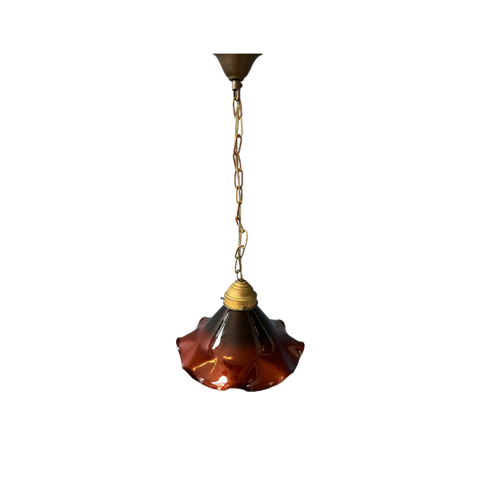 Kleine Bloemvormige Hanglamp In Art-decostijl In Rood/bruine Kleur 1