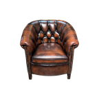 Engelse Springvale Chesterfield Tub Fauteuil Roodbruin In Nieuwstaat thumbnail 1