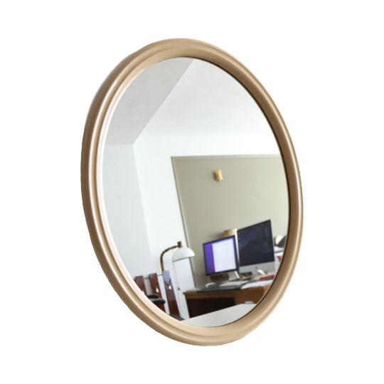 Vintage Ovalen Spiegel Tiger Beige Kleurig, Jaren '70. 1