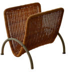 Vintage 70S Rattan Magazine Rack thumbnail 1
