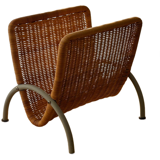 Vintage 70s Rattan Magazine Rack 1