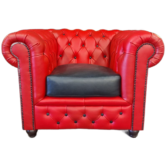 Chesterfield Brighton Fauteuil - Rood/zwart 1