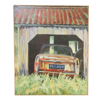 Schilderij Olieverf Doek Pelckmans Peugeot 404 Auto Uniek 70