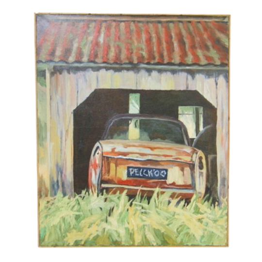 Schilderij Olieverf Doek Pelckmans Peugeot 404 Auto Uniek 70 1