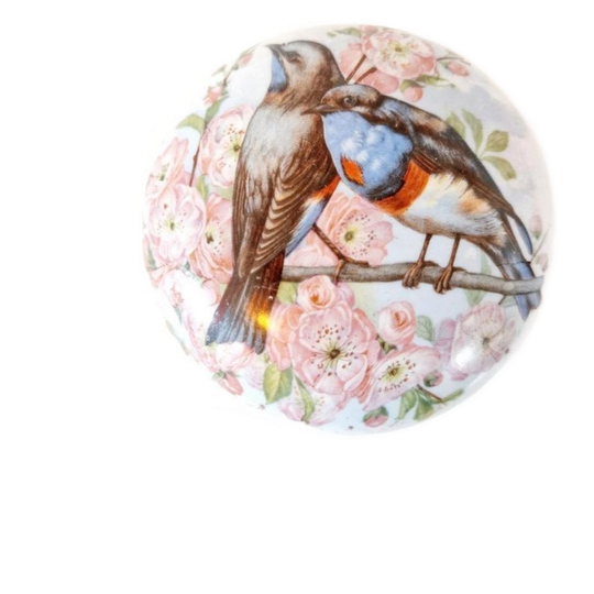 Vintage Porselein Dekseldoosje Met Vogels 1