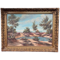 Landschap "Bloeiende Heide". Olieverf Op Doek.