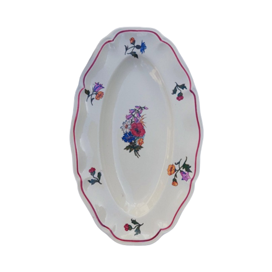 Vintage Schaal Met Bloemen. Sarreguemines 1