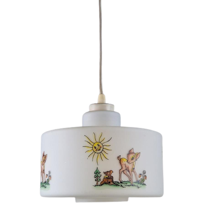 Vintage Melkglas Hanglamp Hertje ’60 Kinderkamer Mid Century