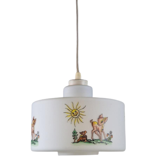 Vintage Melkglas Hanglamp Hertje ’60 Kinderkamer Mid Century
