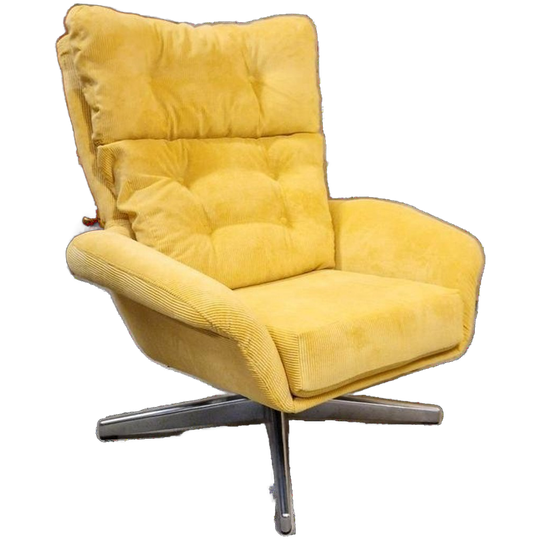 60's Nieuw Bekleed Vintage Draaifauteuil Draaistoel Geel 1