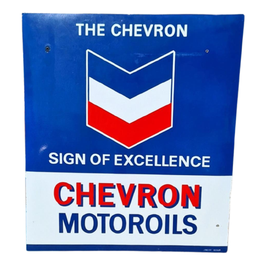 Xl Emaille Reclamebord Chevron Motoroil, Langcat Bussum 1