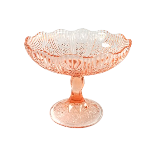 Vintage Roze Schaal Op Voet / Etagère Glas