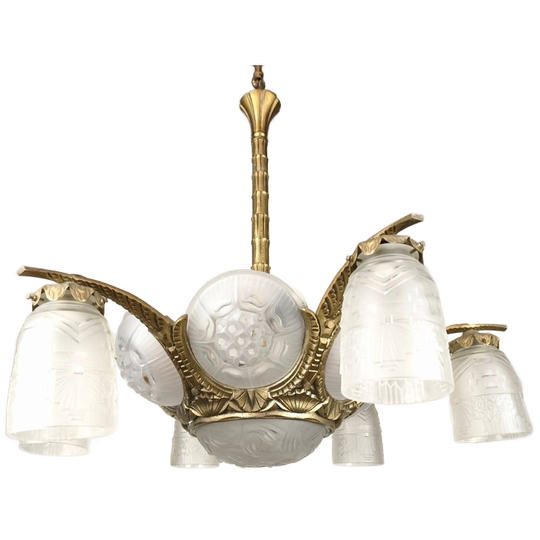Franse Bronzen Art Deco Luster 1
