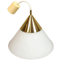 Vintage Melkglas En Goud Hanglamp, Glashutte Limburg