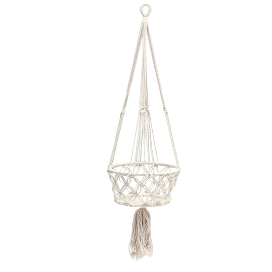 Bazar Bizar | De Macrame Planthanger - Wit - L 1