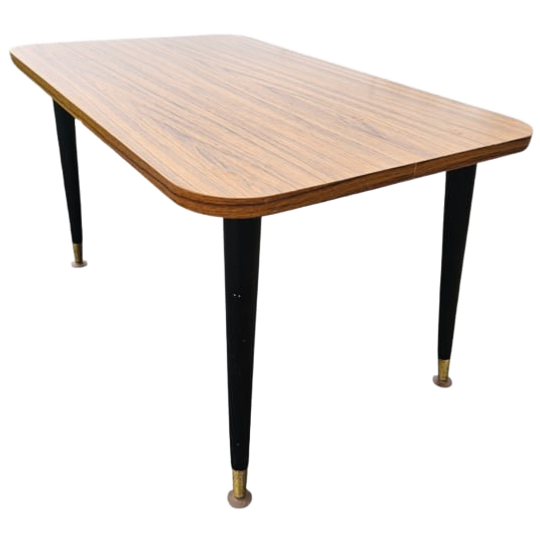 Vintage - Teak - Fineer- Messing - Bijzettafel - 1960's 1