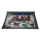 Groot Mid Century Pluche / Velvet Wandkleed Wolven Jacht thumbnail 1