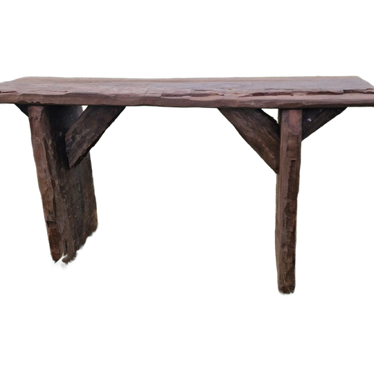 Uniek Bijzetbankje Gebruikt Eikenhout 1