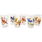 Set Van 6 Limonade Glazen Met Vogel Print Jaren 60 Vintage thumbnail 1