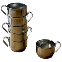 Set Of 6 Vintage Stainless Steel Italian Espresso Cups