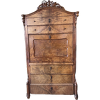 Heel Mooi Antiek Mahonie Klepsecretaire, Met 5 Lades En Kuifje,maten Volgen thumbnail 1