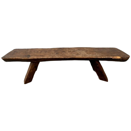 Antiek Houten Brutalistische Robuust Bank - Ruw Eikenhout 1