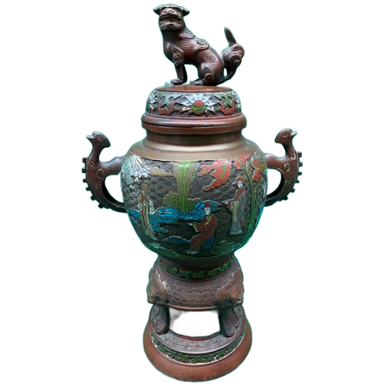 Bronzen Cloisonné Vaas. 1