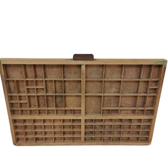 Brocante, Bruine Antieke Houten Letterbak, Wanddecoratie L 1