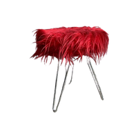 Fluffy Stool Jaren 60 Kruk Met Hairpin Poten , 2 In Voorraad