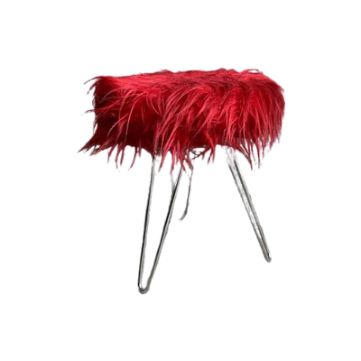 Fluffy Stool Jaren 60 Kruk Met Hairpin Poten , 2 In Voorraad