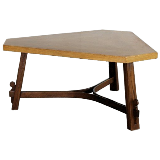 Brutalist Eettafel | Driekhoek Tafel | Eiken | Jaren 50 1