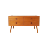Vintage Deense Ladekast Teak | 4 Lades Teak Fineer