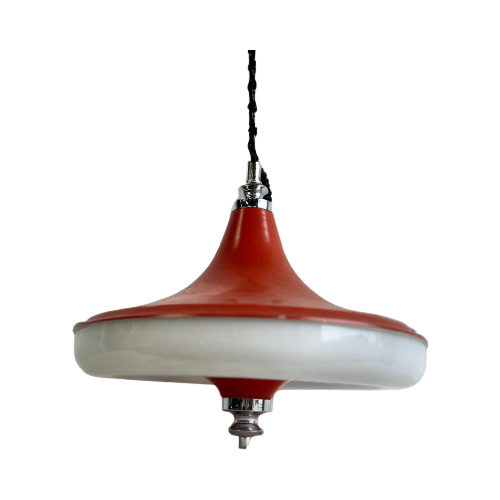 Vintage Space Age Luster Oranje Wit/ Hanglamp