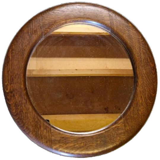 Vintage Spiegel Ronde Deense Spiegel Jaren 70 Eiken 1