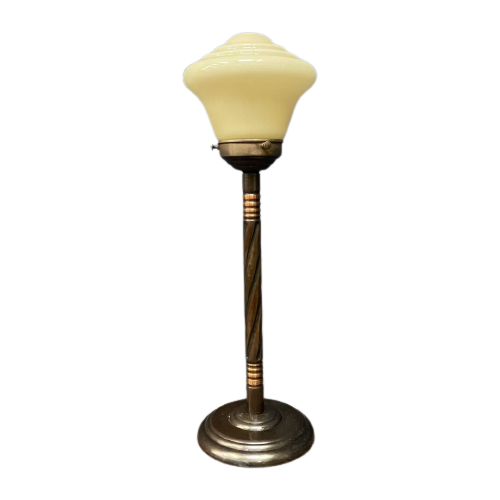 Koperen Tafellamp Met Glazen Kap